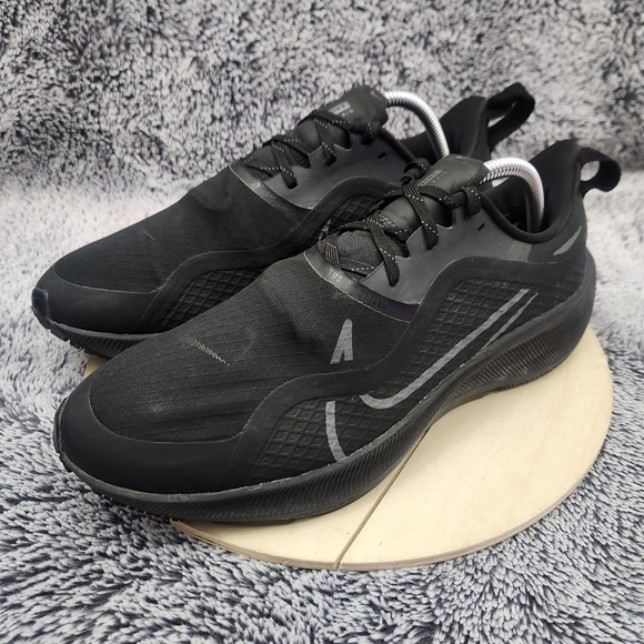 Nike Air Zoom Pegasus 37 Shield Triple Black Running Shoes Mens Size 9.5 - Picture 4 of 9